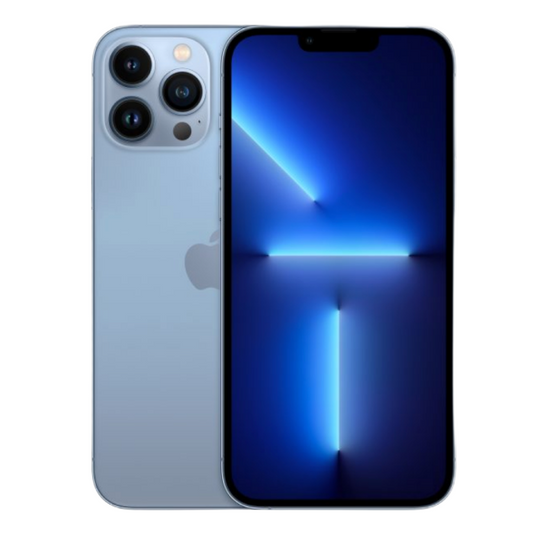 Apple iPhone 13 Pro in Sierra Blue front and back view