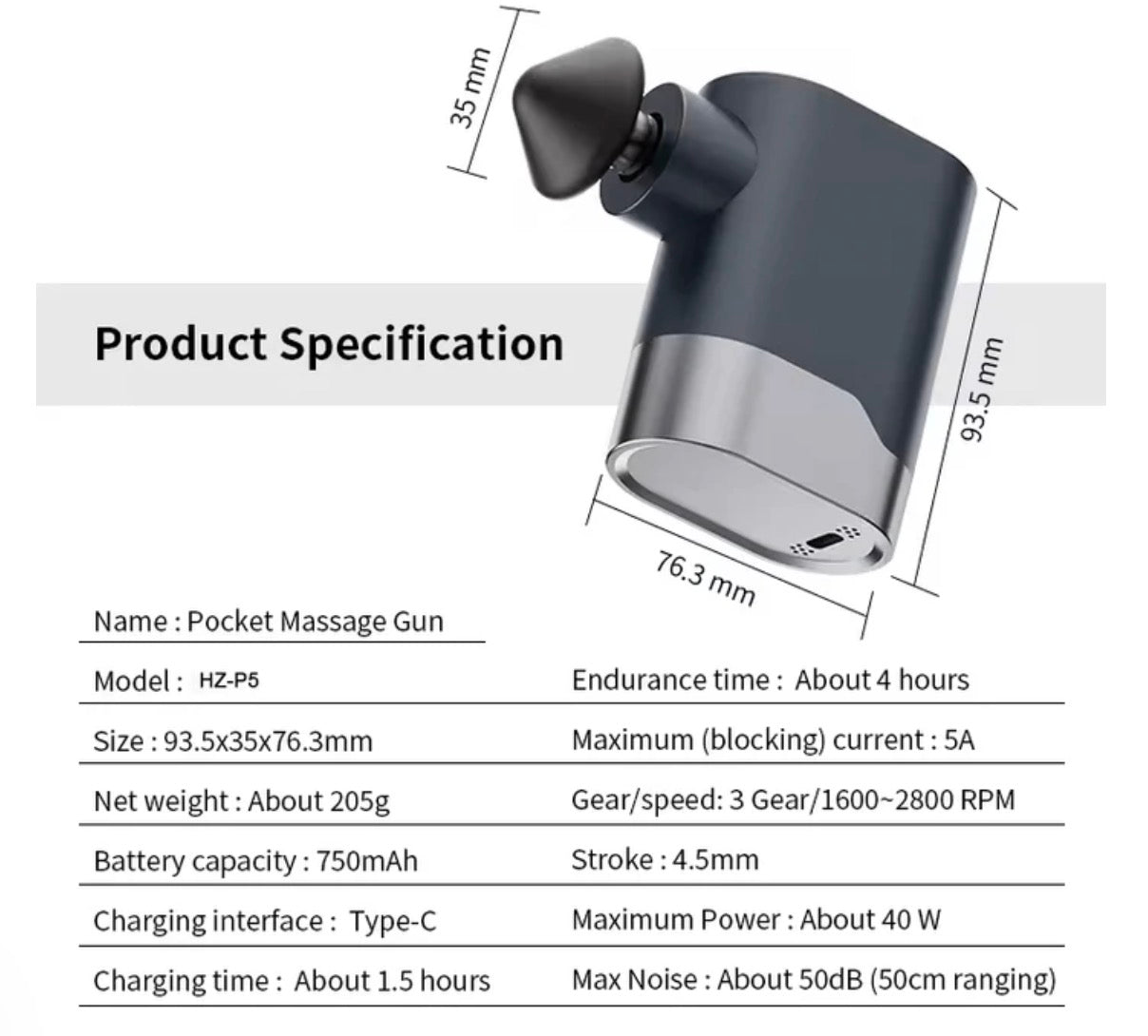 P5 Smart Pocket Massage Gun