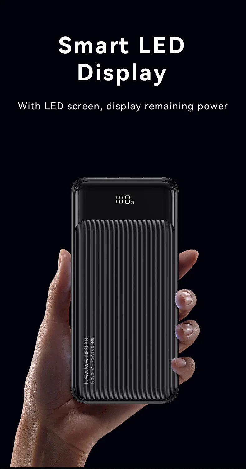 USAMS 20000mAh 3 Ports Digital Display Power Bank