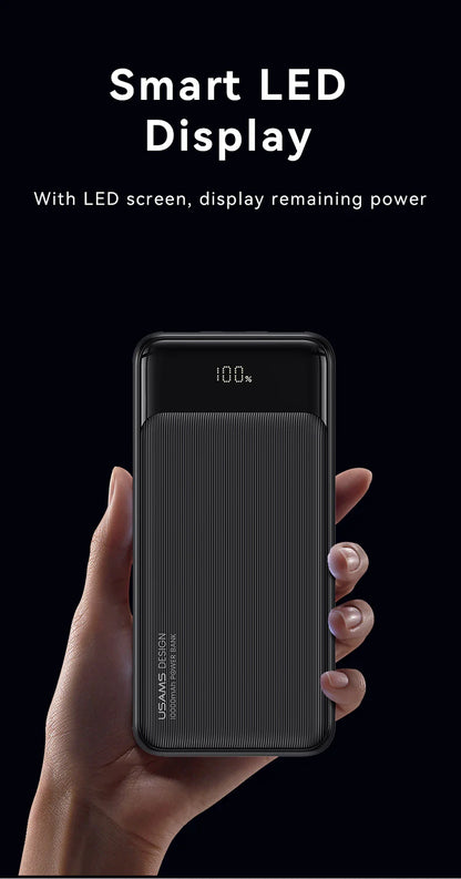 USAMS 20000mAh 3 Ports Digital Display Power Bank