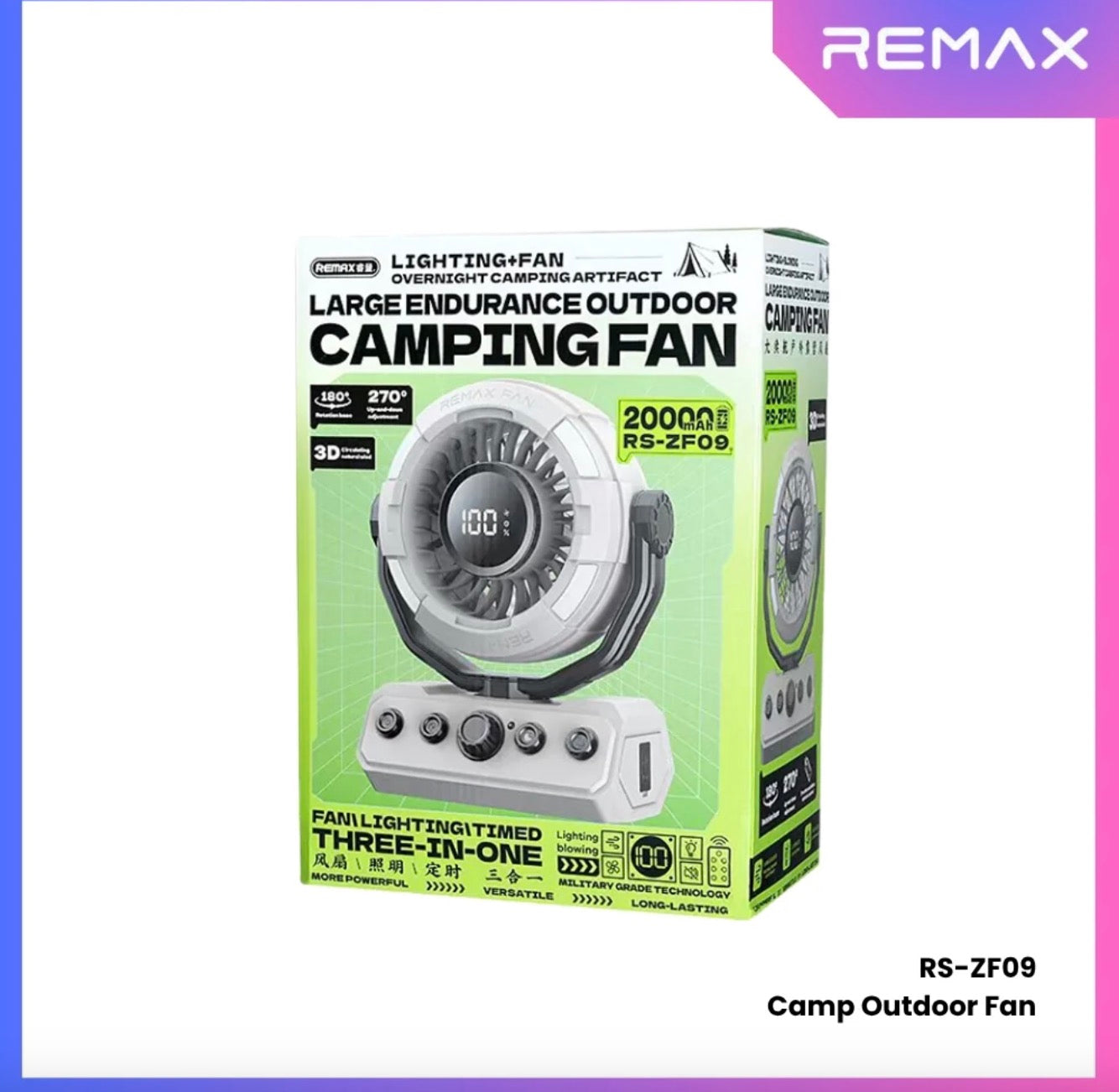 REMAX RS-ZF09 Large Endurance Outdoor Camping Fan