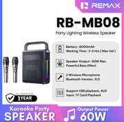 REMAX - RB-MB08 Lighting Party Bluetooth Wireless Speaker ( 60W ) - Black
